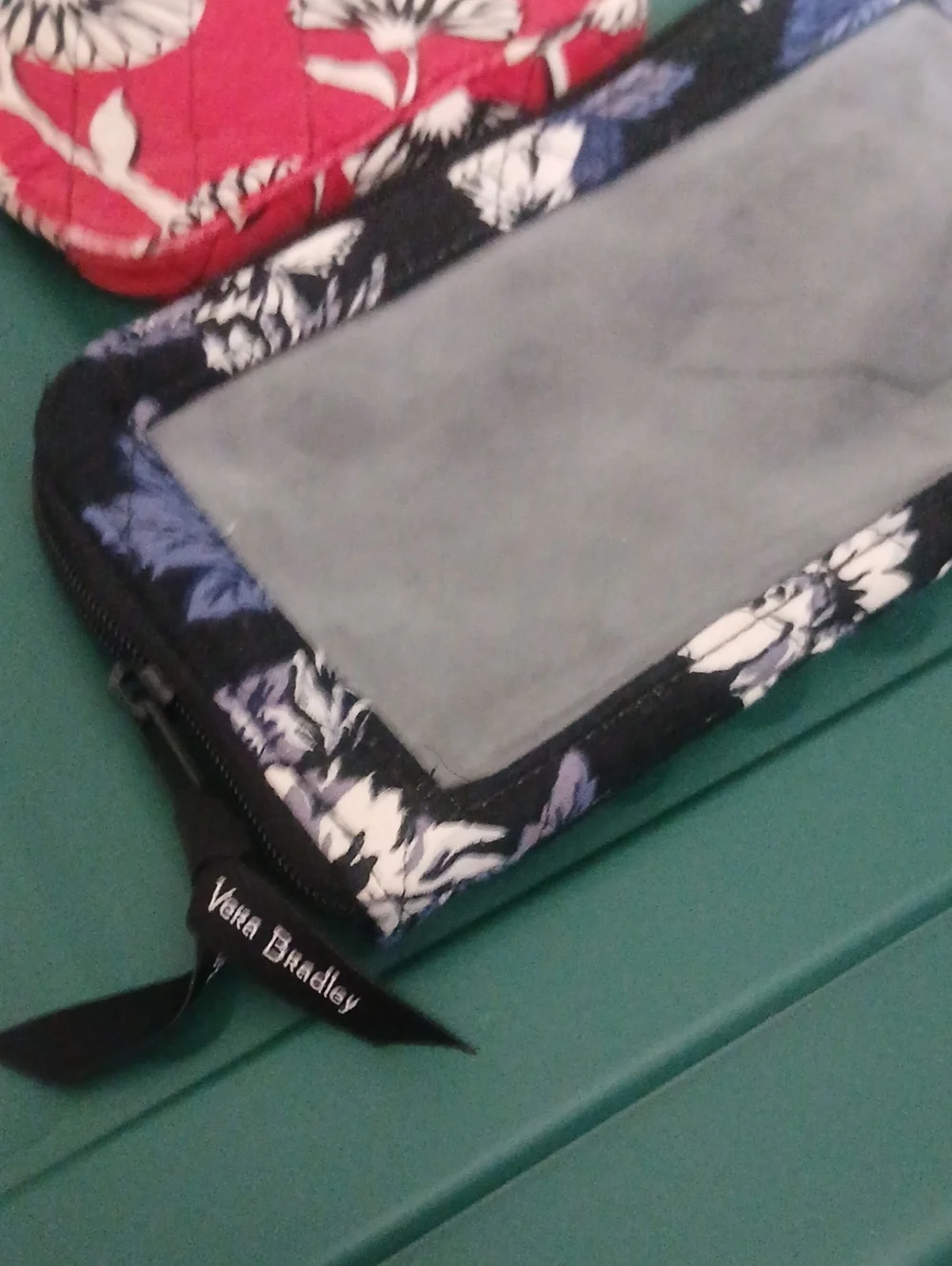 Vera Bradley Quilted Red Floral Wallet and Black Floral Phone Case Duo
